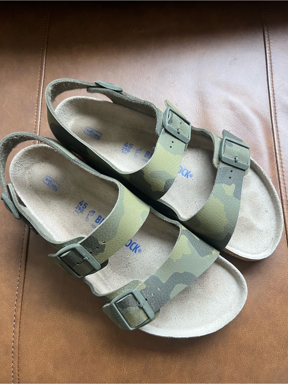 Birkenstock Milano Birko Flor Sandals Mens Size 12 EU 45 Desert Soil Camo Green - Picture 3 of 10